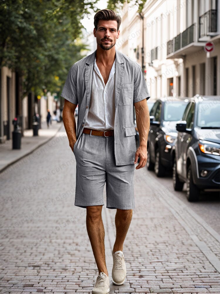 Lightweight 100% Cotton Blazer Shorts Set - Image 2