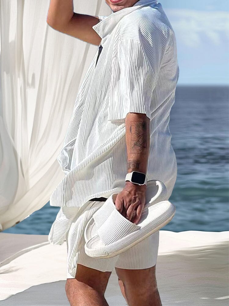 Lightweight Drape Button Down Shirt Set - Image 3