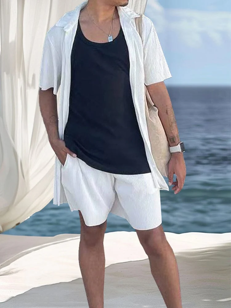 Lightweight Drape Button Down Shirt Set - Image 4