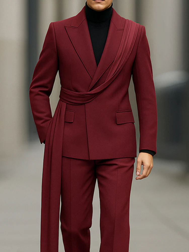 Luxury Decorative Belt Blazer Pants Set - Image 3