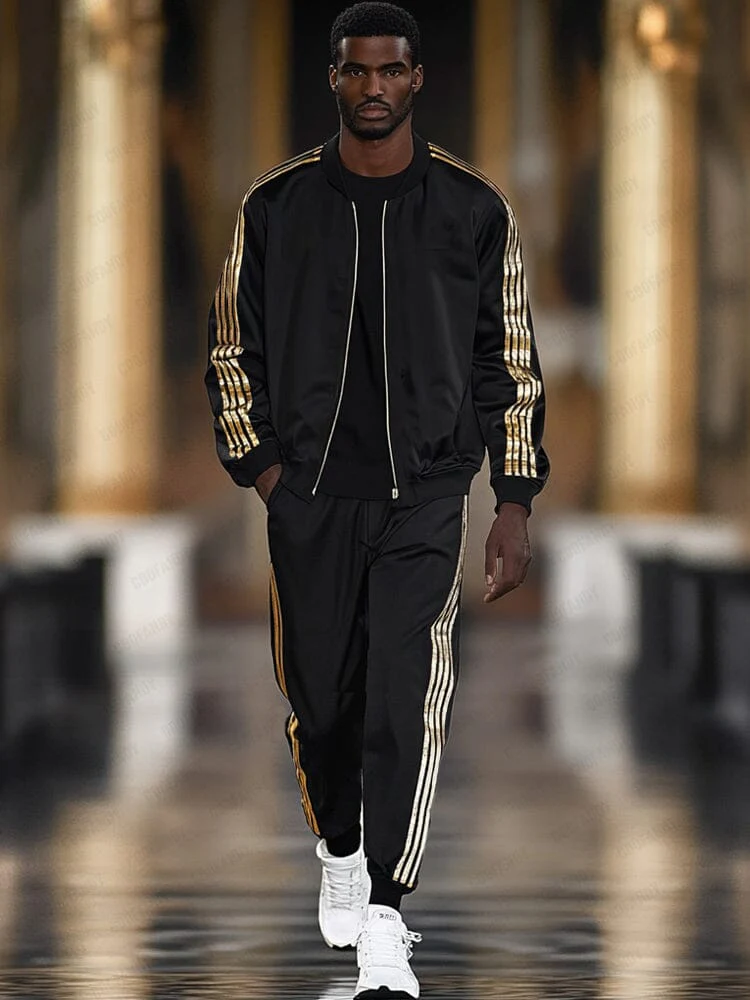 Luxury Gold Stripes Jacket Set - Image 2