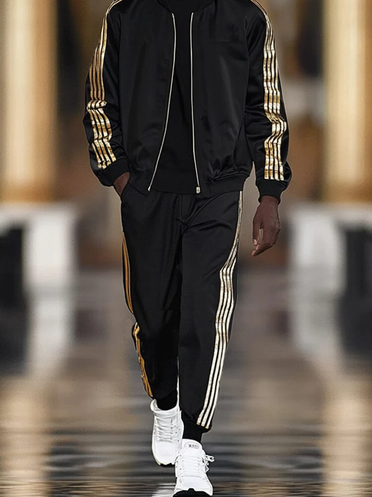 Luxury Gold Stripes Jacket Set - Image 4