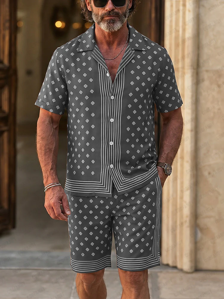 Luxury Resort Style Printed Shorts Set - Image 2