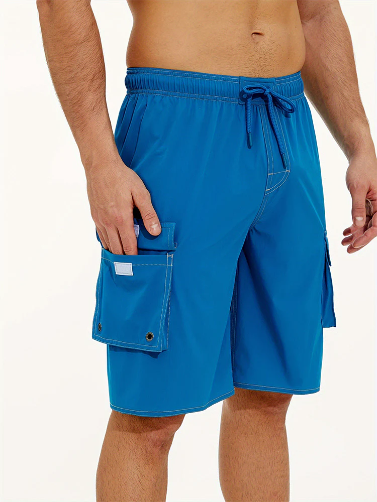 Men's Summer Solid Side-Stripe Boardshorts - Image 12