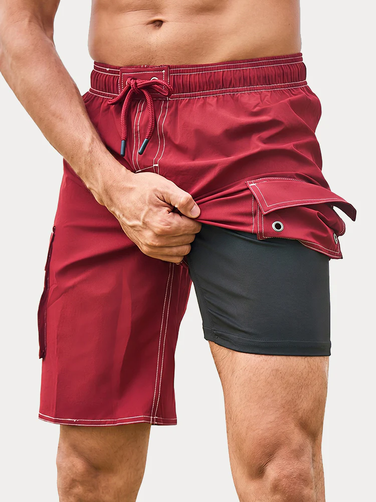Men's Summer Solid Side-Stripe Boardshorts - Image 13