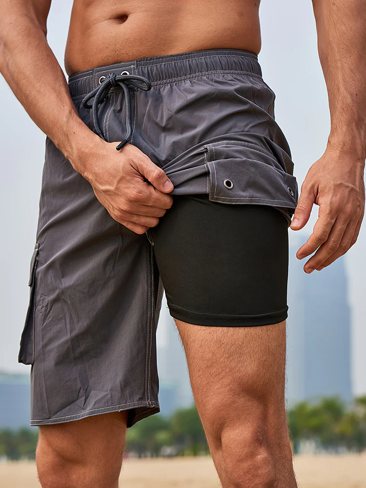 Men's Summer Solid Side-Stripe Boardshorts - Image 6