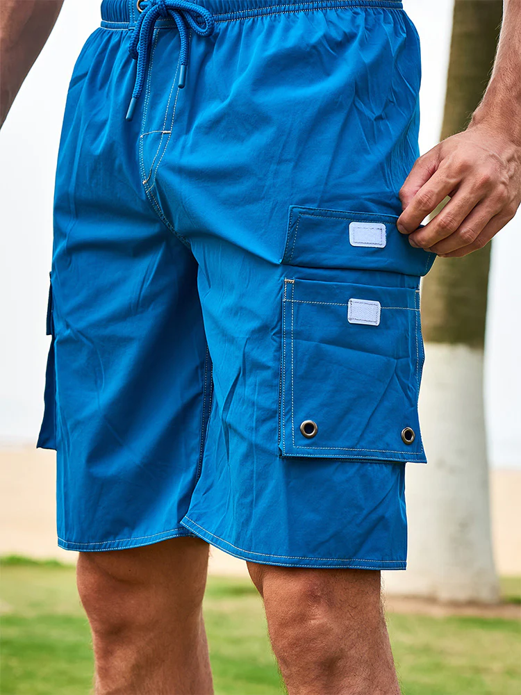 Men's Summer Solid Side-Stripe Boardshorts - Image 8