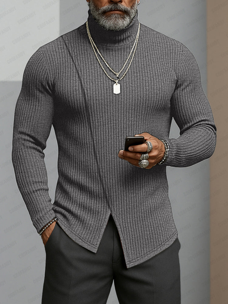 Minimalism Asymmetric Turtleneck Knit Undershirt - Image 3