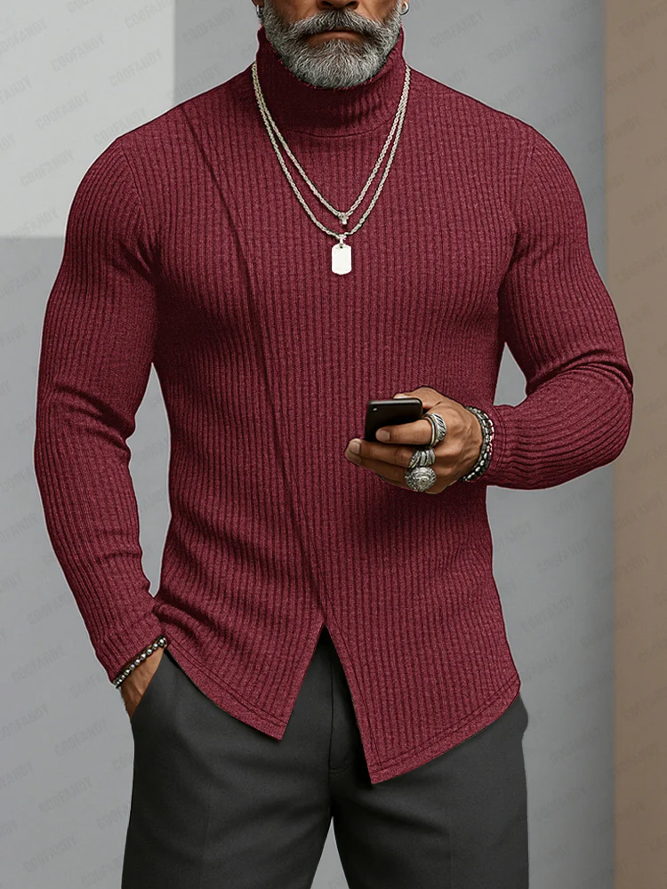 Minimalism Asymmetric Turtleneck Knit Undershirt - Image 5