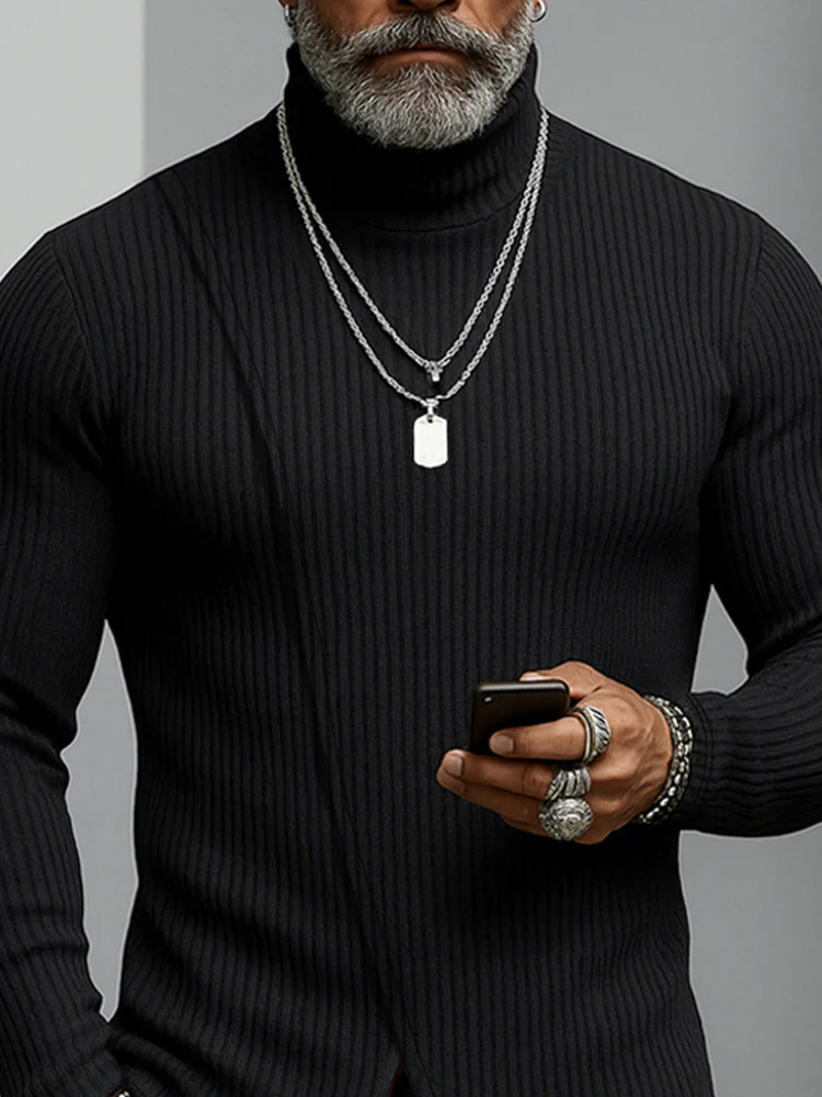 Minimalism Asymmetric Turtleneck Knit Undershirt - Image 6