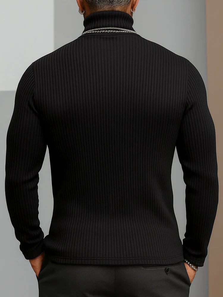 Minimalism Asymmetric Turtleneck Knit Undershirt - Image 8