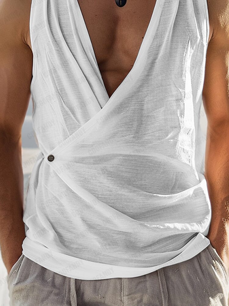 Minimalist Crossover Cotton Tank Top - Image 4