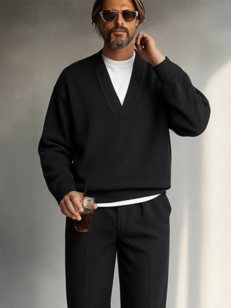 Minimalist Fake Layered Top Pants Set - Image 3