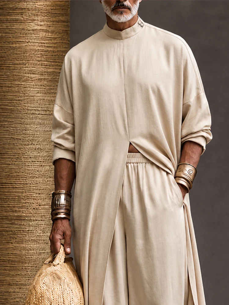 Minimalist Loose Longline Tunic Top Pants Set - Image 3