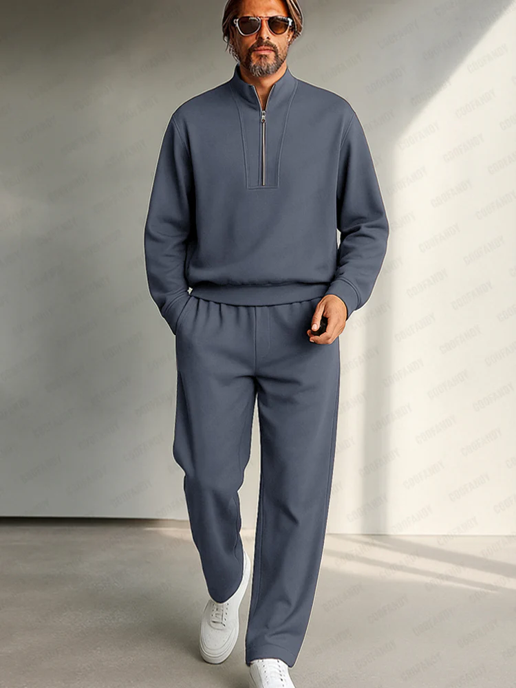 Minimalist Mock Neck Top Straight Pant Set - Image 2