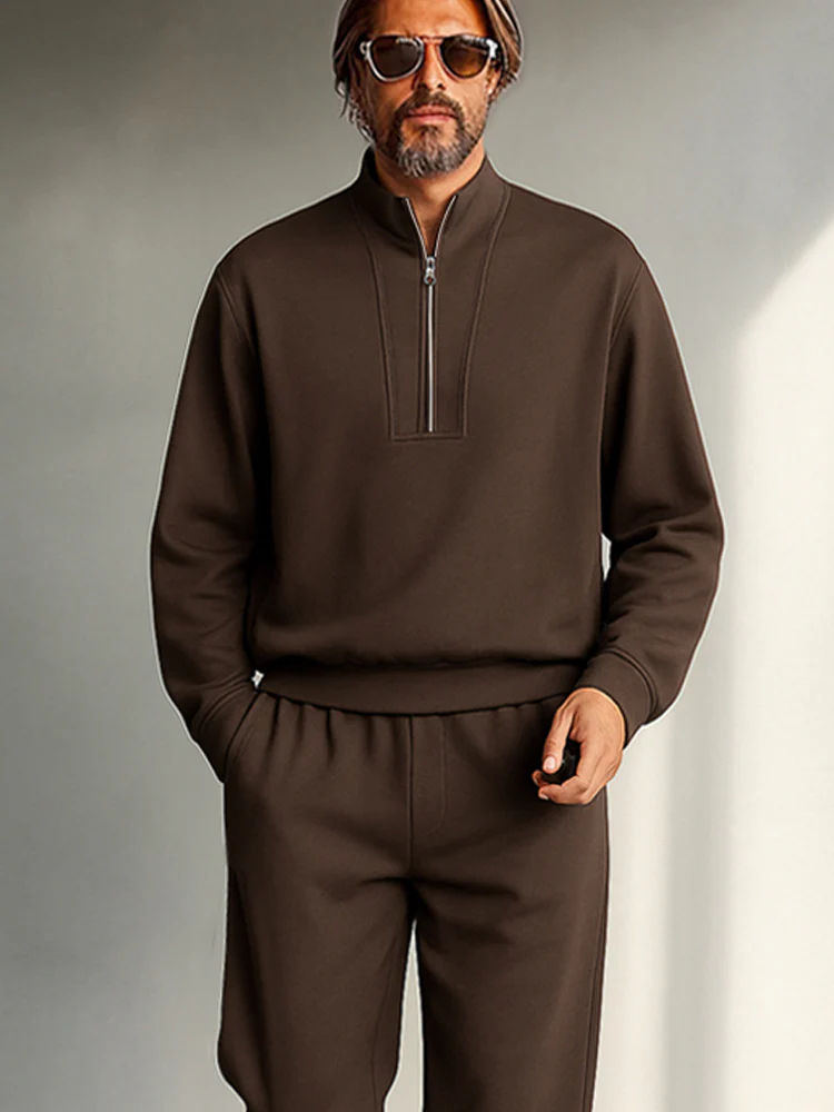 Minimalist Mock Neck Top Straight Pant Set - Image 3
