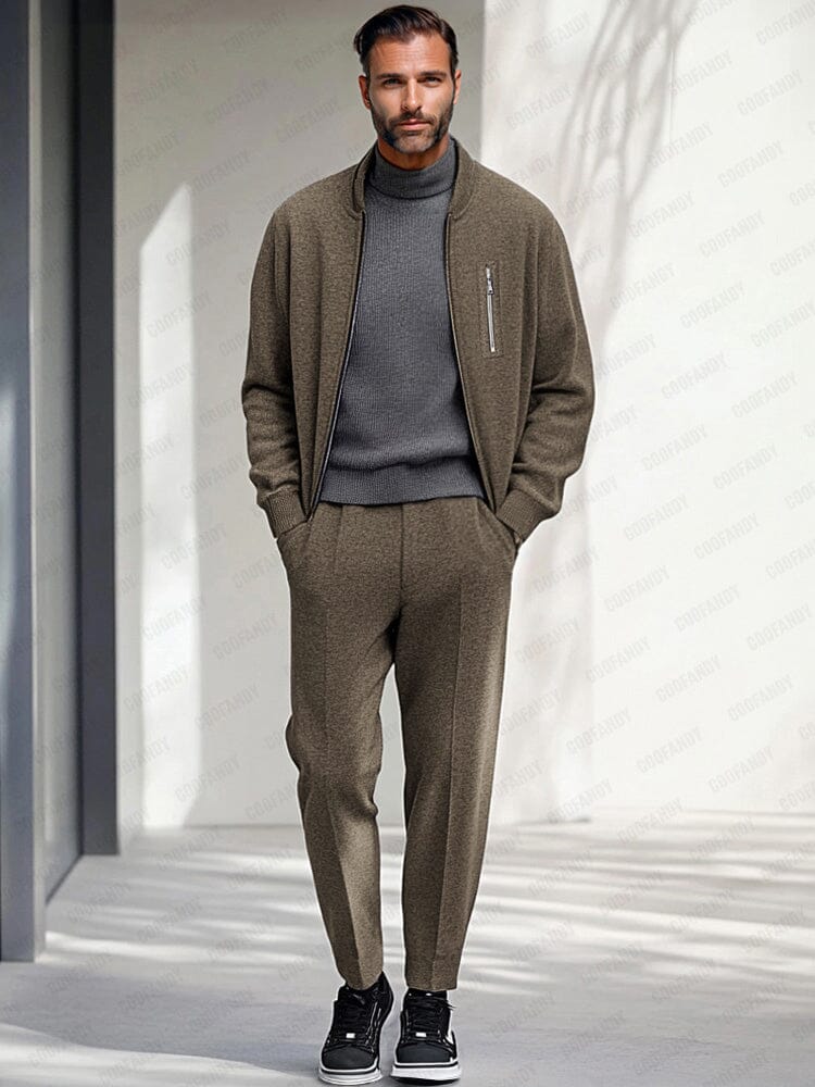 Minimalist Zippered Jacket Set - Image 12