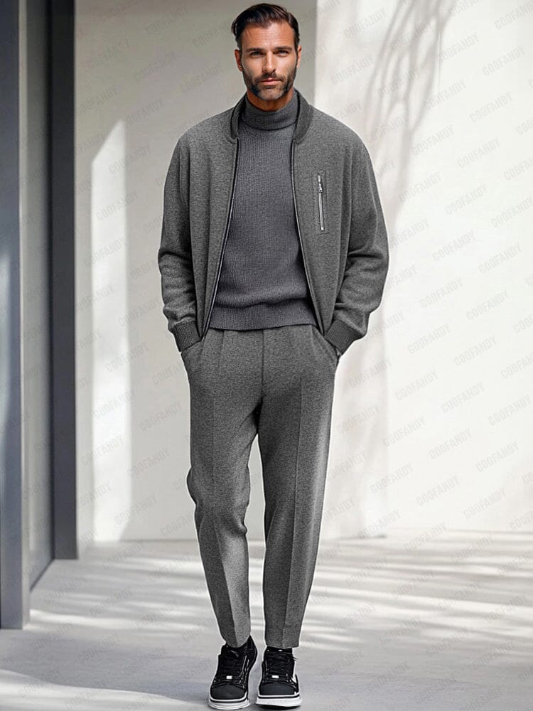 Minimalist Zippered Jacket Set - Image 31