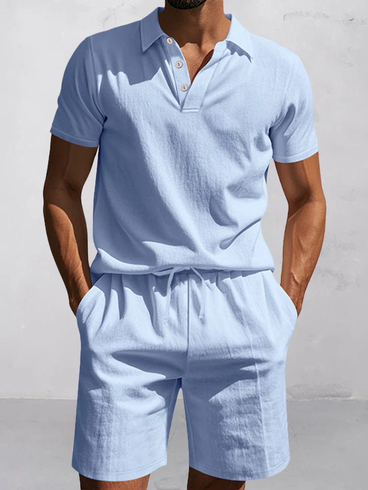 Modern Basic Cotton Shirt Shorts Set
