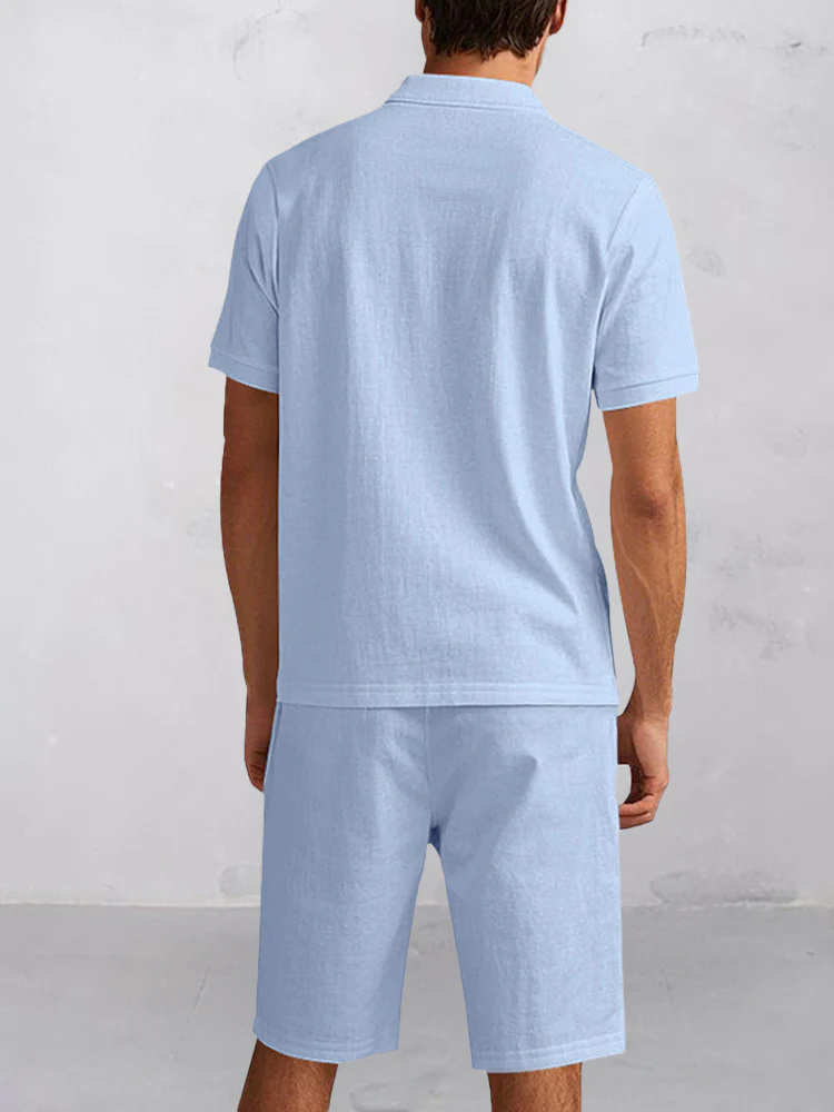 Modern Basic Cotton Shirt Shorts Set - Image 10