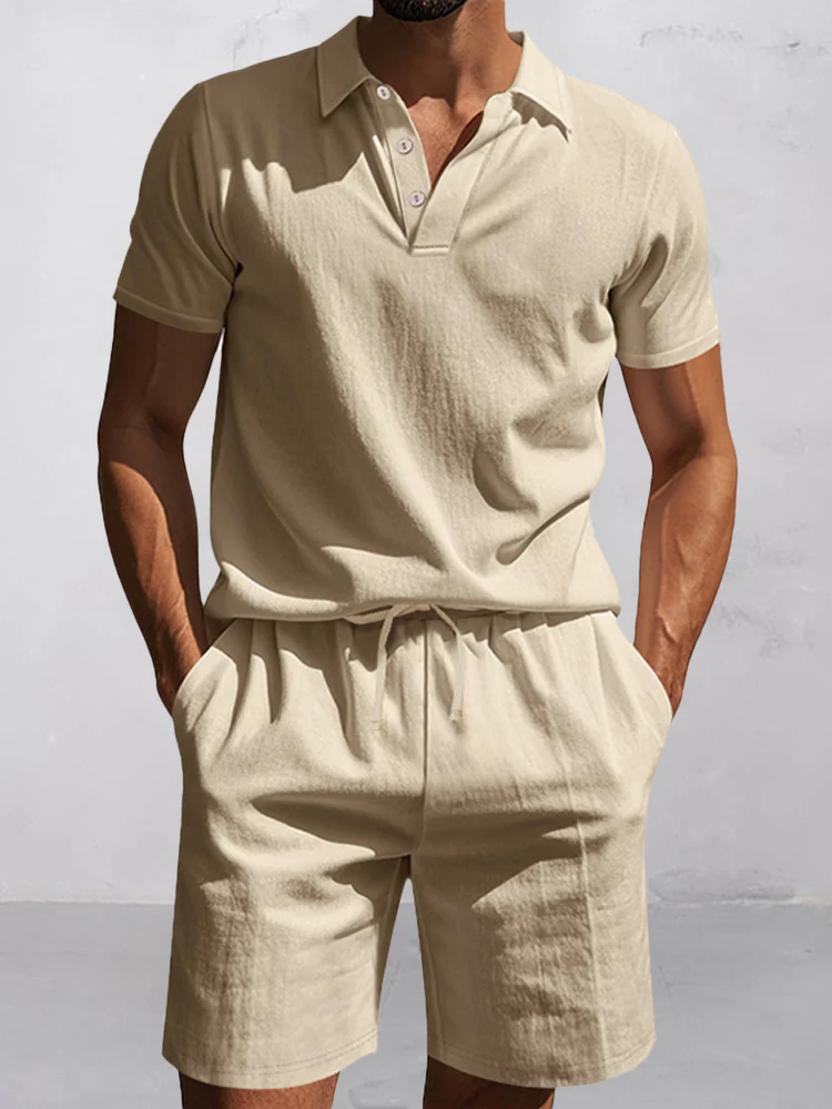 Modern Basic Cotton Shirt Shorts Set - Image 2