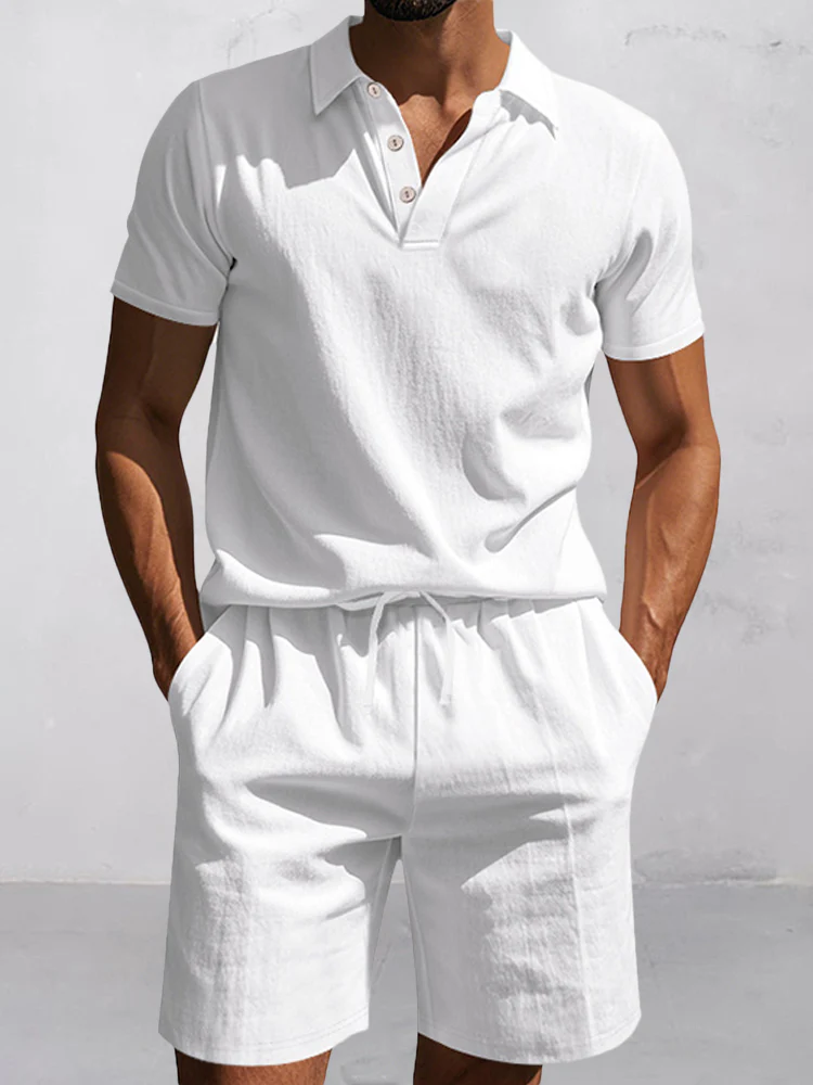 Modern Basic Cotton Shirt Shorts Set - Image 3