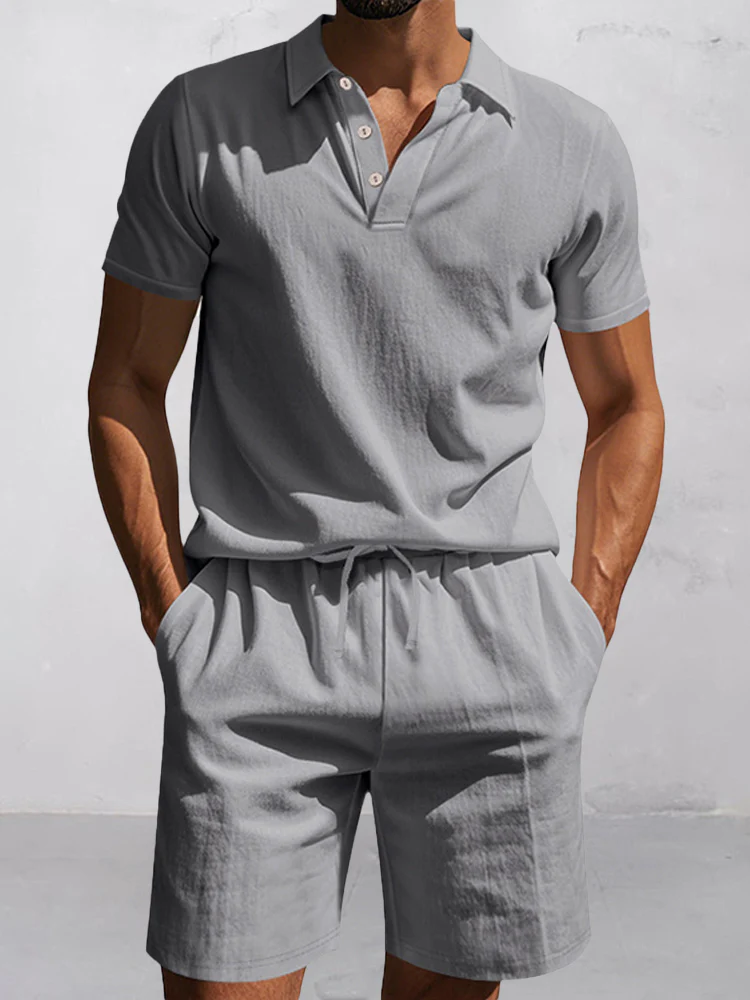 Modern Basic Cotton Shirt Shorts Set - Image 5