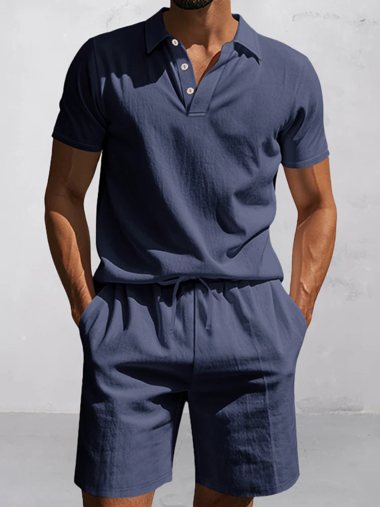 Modern Basic Cotton Shirt Shorts Set - Image 7