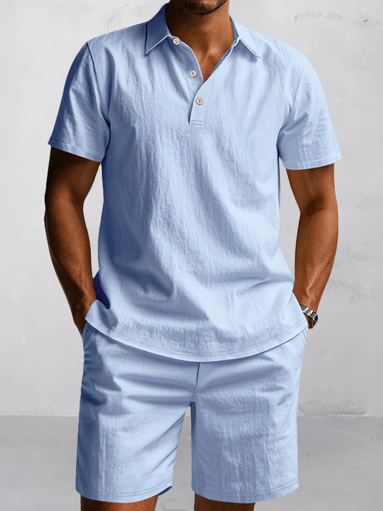 Modern Basic Cotton Shirt Shorts Set - Image 8