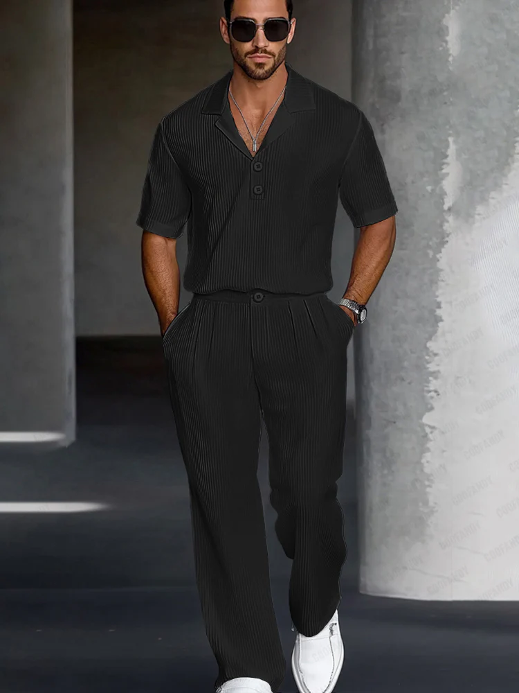 Modern Casual Textured Matching Set - Image 2