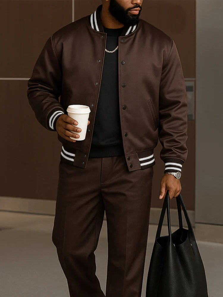 Modern Contrast Stripe Jacket Pants Set - Image 3