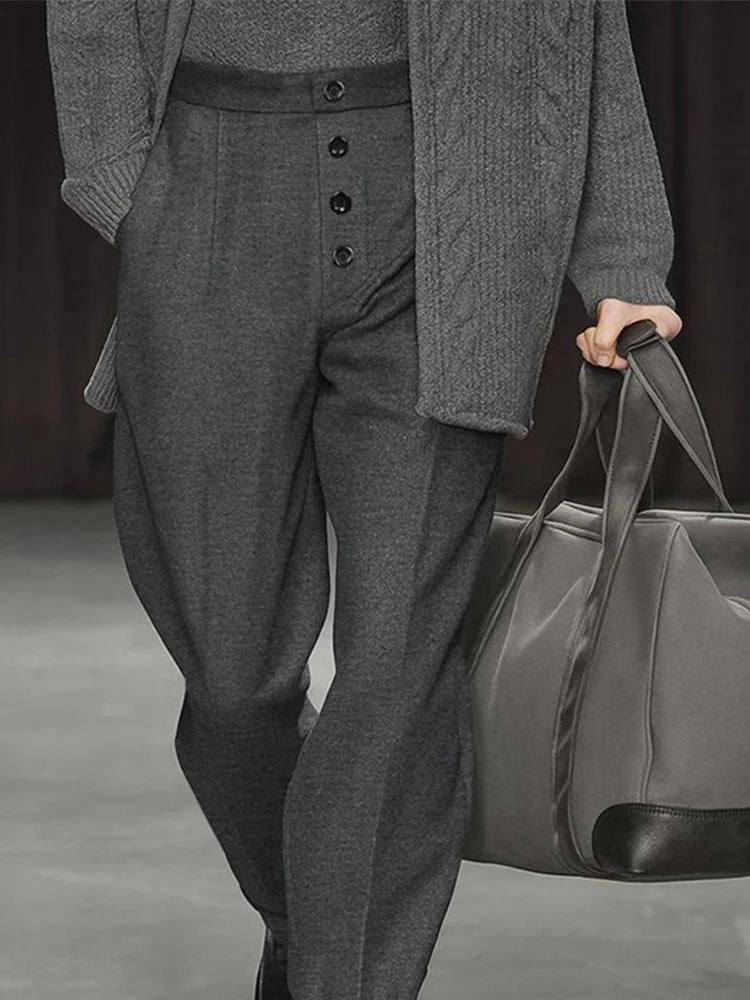 Modern Decorative Button Front Suit Pants - Image 3