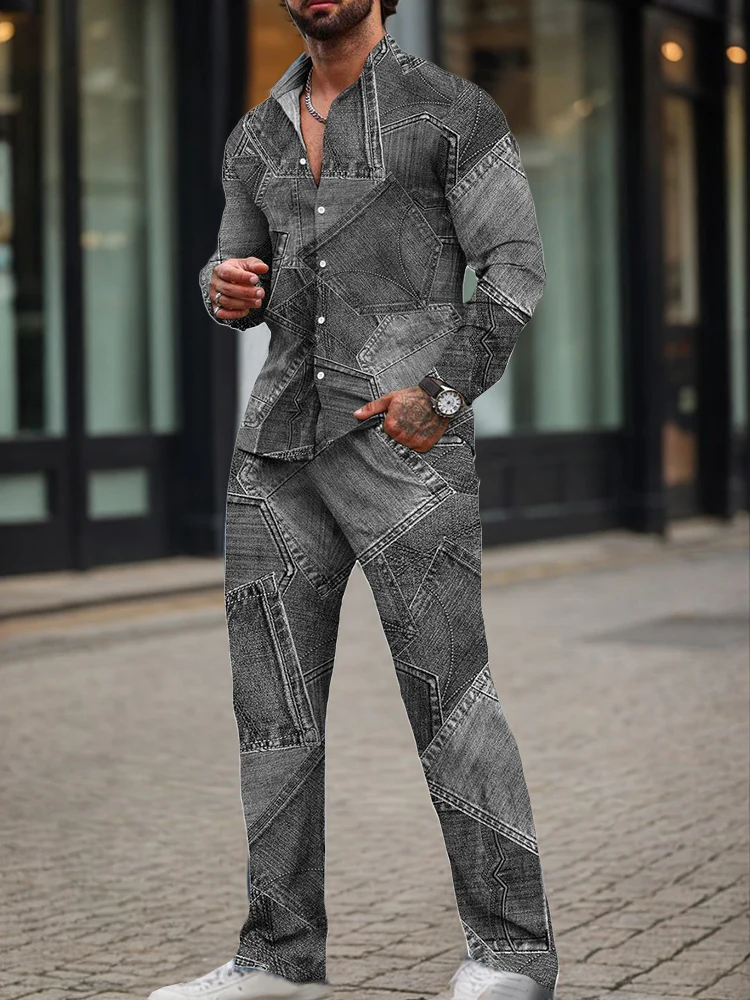 Modern Denim Print 2-Piece Set - Image 2