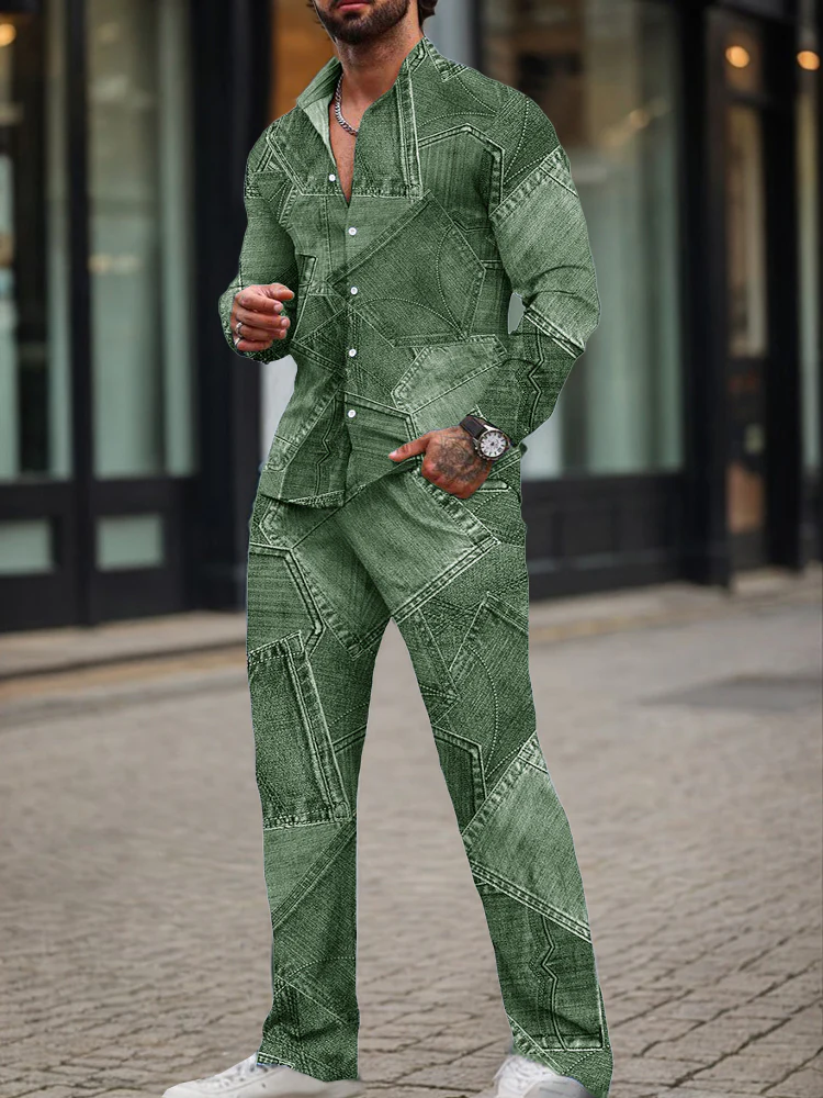 Modern Denim Print 2-Piece Set - Image 3