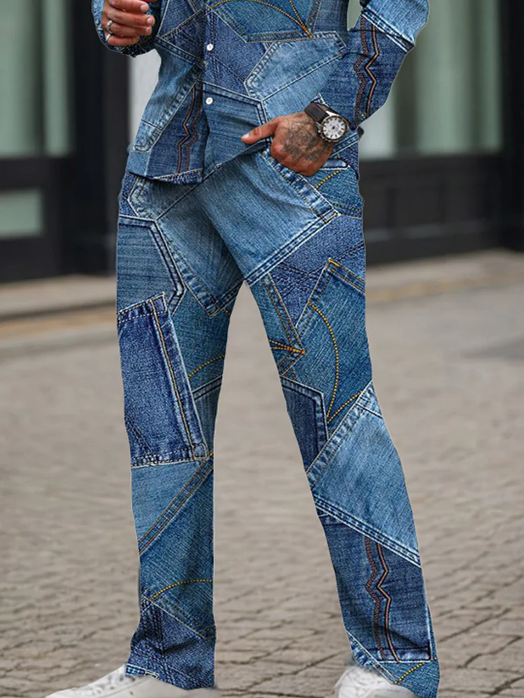 Modern Denim Print 2-Piece Set - Image 5