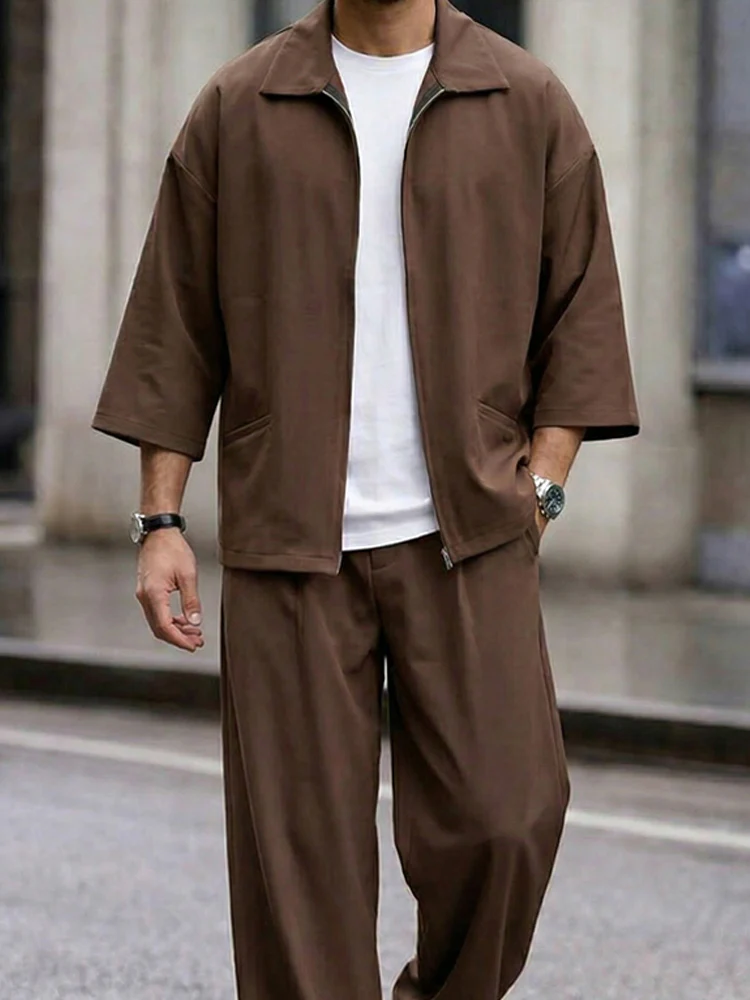 Modern Minimal 3/4 Sleeve Shirt Pants Set - Image 3