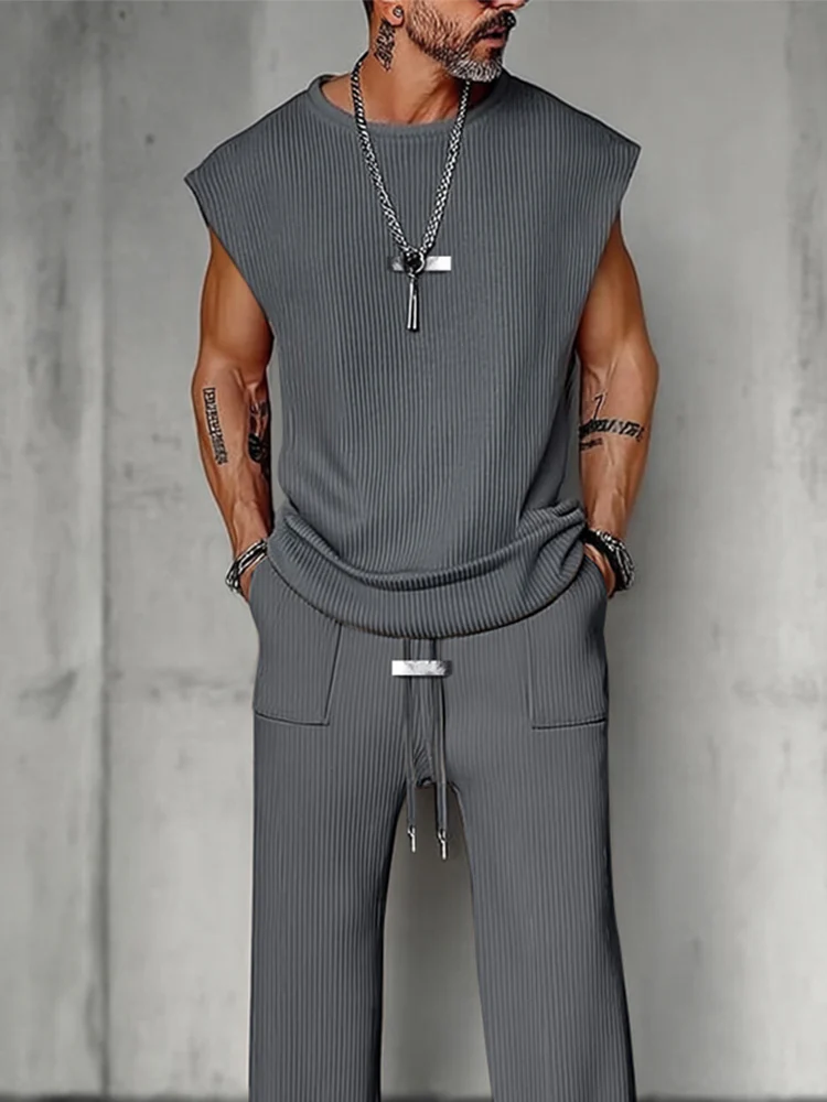 Modern Pit-stripe Knit 2-Piece Set - Image 3