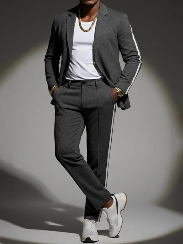 Modern Side Stripe Blazer Pants Set - Image 9
