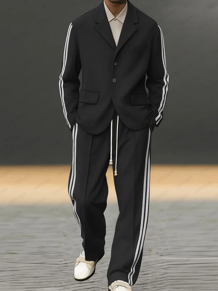 Modern Side Striped Blazer Suit Set - Image 2