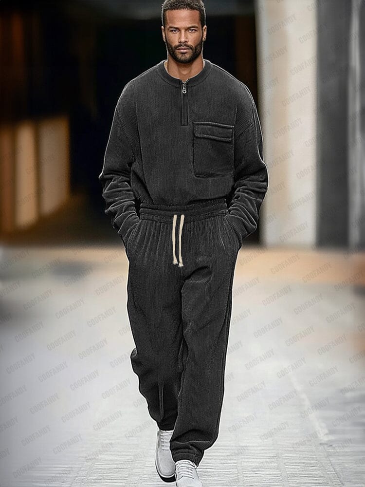 Modern Simple Corduroy Matching Sets - Image 2