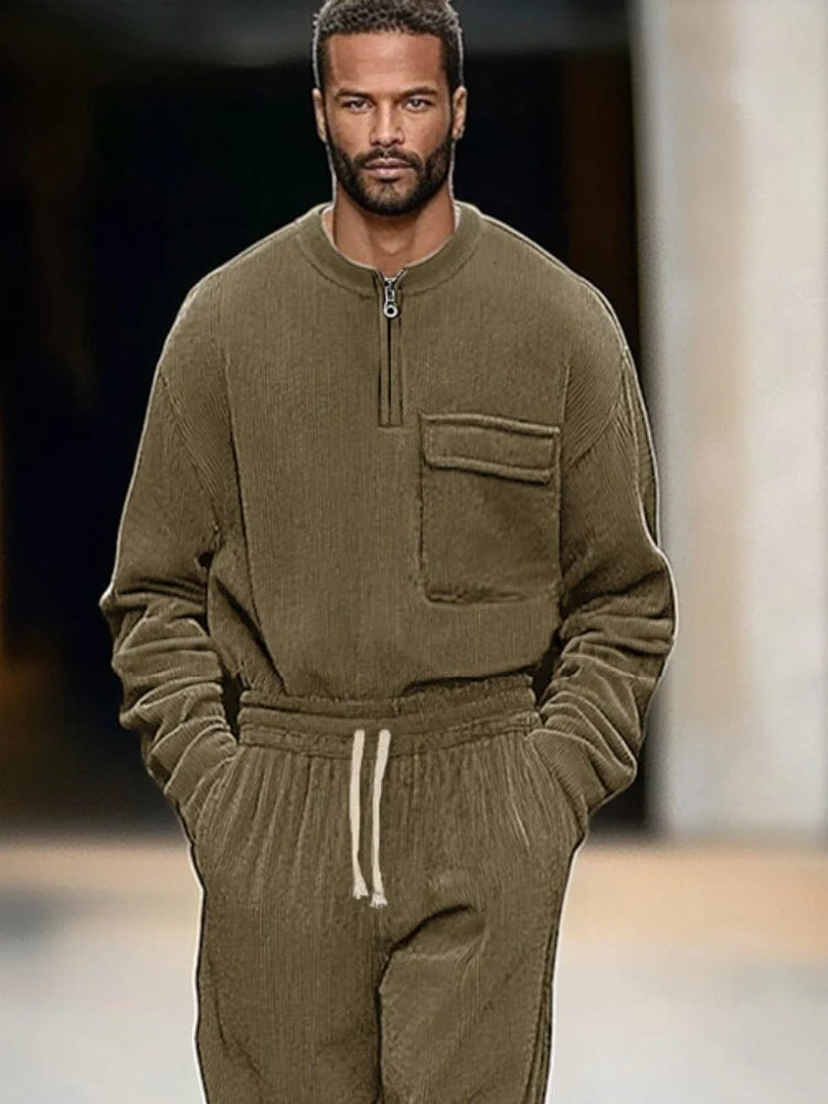 Modern Simple Corduroy Matching Sets - Image 3
