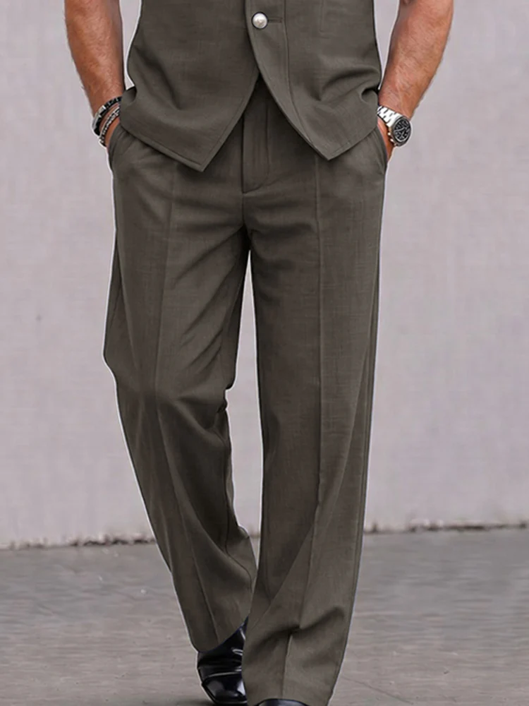 Modern Solid Color Suit Vest and Pants Set - Image 4