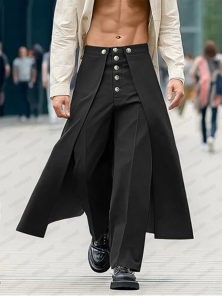 Modern Street Detachable Layer Suit Pants