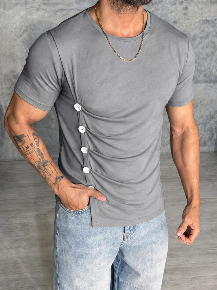 Modern Tailored Button Detail T-Shirt