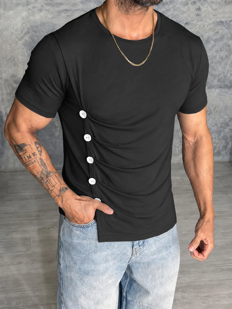 Modern Tailored Button Detail T-Shirt - Image 2