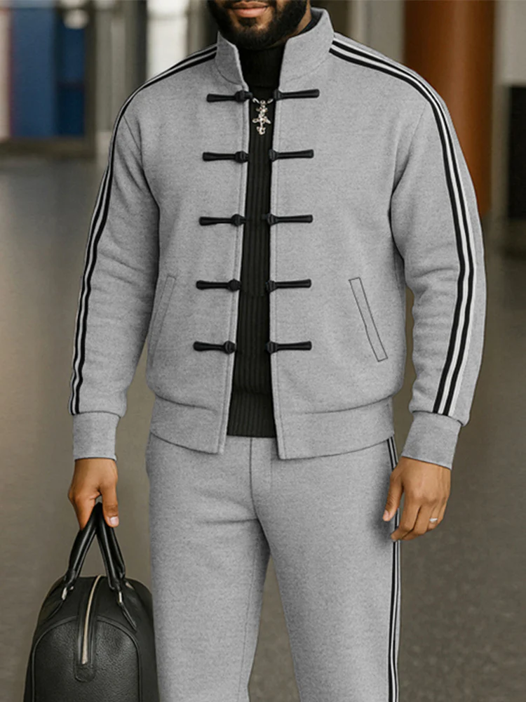 Modern Toggle Button Jacket Pants Set - Image 3