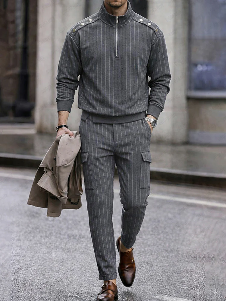 Mordern Casual Vertical Striped Matching Set - Image 2