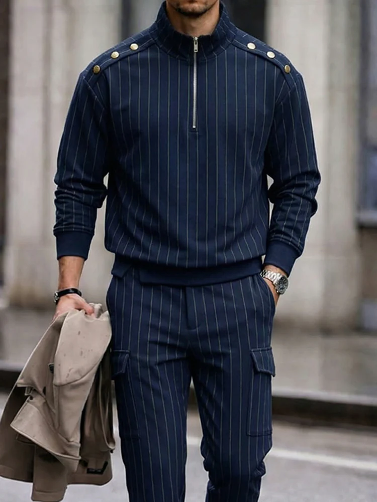 Mordern Casual Vertical Striped Matching Set - Image 3