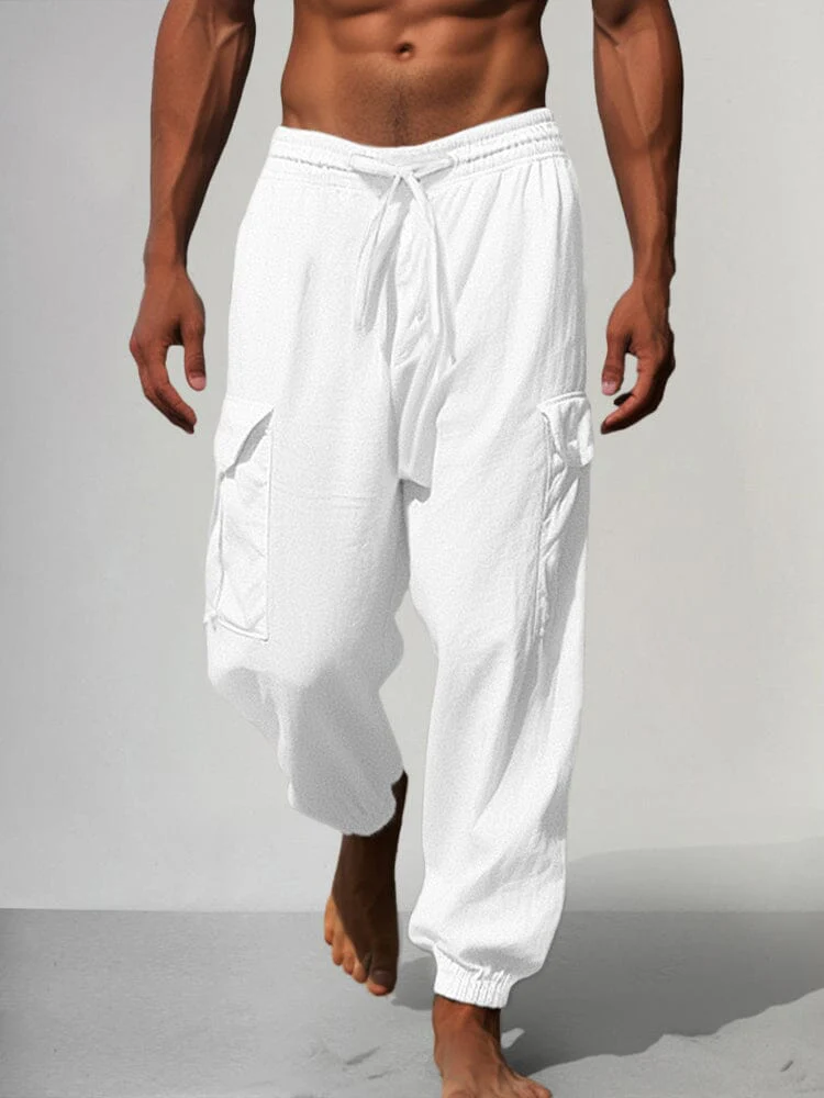 Multi Pockets Cotton Linen Pants - Image 2