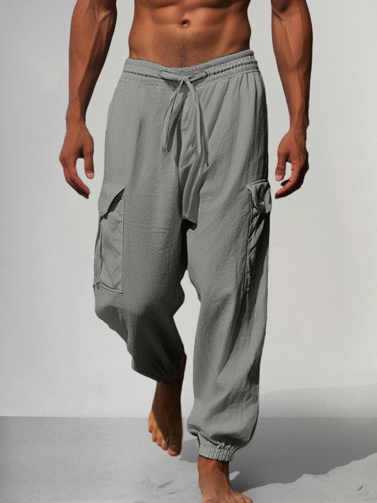 Multi Pockets Cotton Linen Pants - Image 3